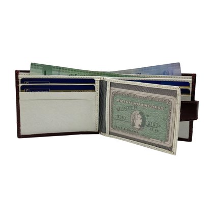 Classic Men's Waterproof Bifold Leather Wallet with Flip ID Window #1728L (D.L.)