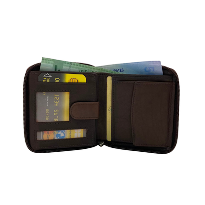 Fullzip leather mens Wallet #664CZ