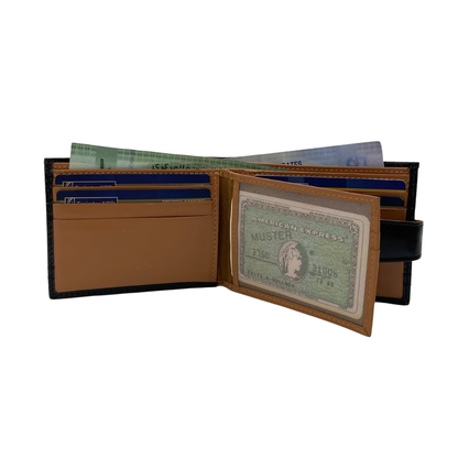 Classic Men's Waterproof Bifold Leather Wallet with Flip ID Window #1728L (D.L.)