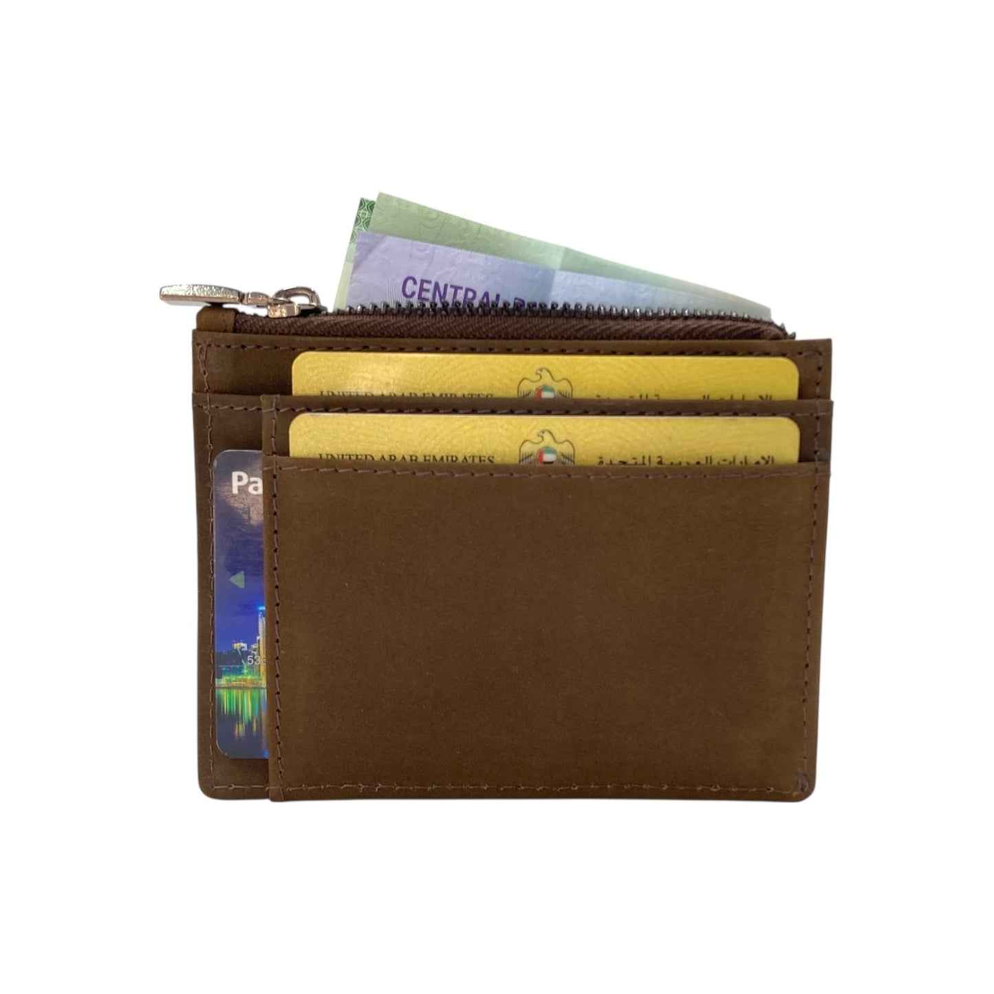 Slim Top Zipper Cards Holder Genuine Leather # 4505