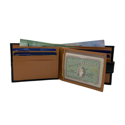 Classic Men's Waterproof Bifold Leather Wallet with Flip ID Window #1728L (C.L.)