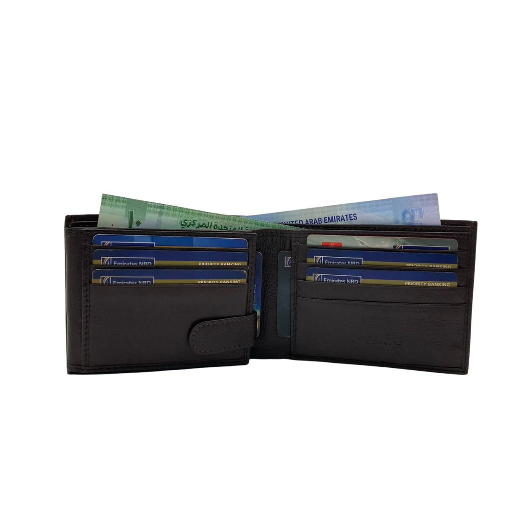 Mens Genuine Leather Mens wallet Leather Lined Bi fold Wallet For Men # 1013
