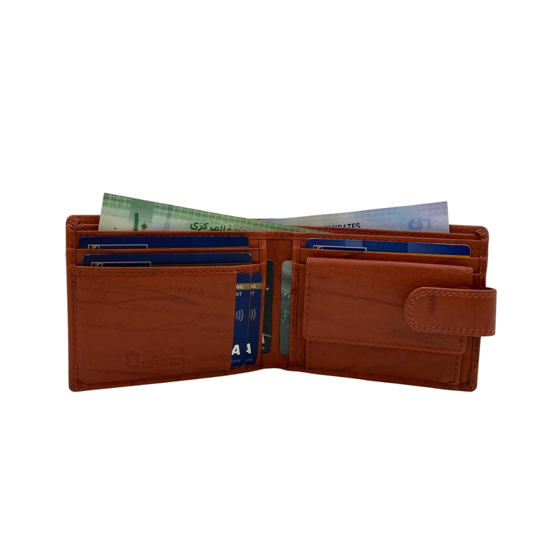 Mens Genuine Leather Mens wallet Leather Lined Bi fold Wallet For Men # 1250CL