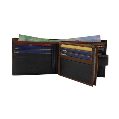 Mens Genuine Leather Mens wallet Leather Lined Bi fold Wallet For Men # 983AL