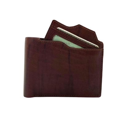 Mens Genuine Leather Mens wallet Leather Lined Bi fold Wallet For Men # 1244N