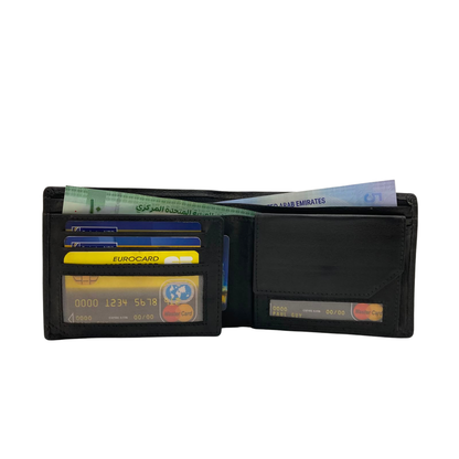 Mens Genuine Leather Mens wallet Leather Lined Bi fold Wallet For Men # 1357
