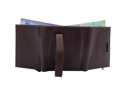 Smart Pop-Up Metallic Card Holder Tri-Fold Wallet in Leather # TRI 4523.NEW-ELASTIC