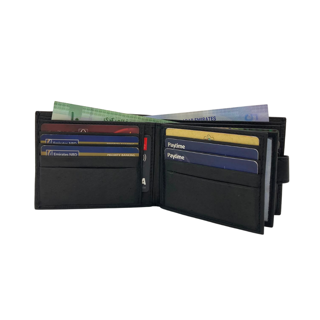 Mens Genuine Leather Mens wallet Leather Lined Bi fold Wallet For Men # 983AL