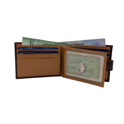 Classic Men's Waterproof Bifold Leather Wallet with Flip ID Window #1728L