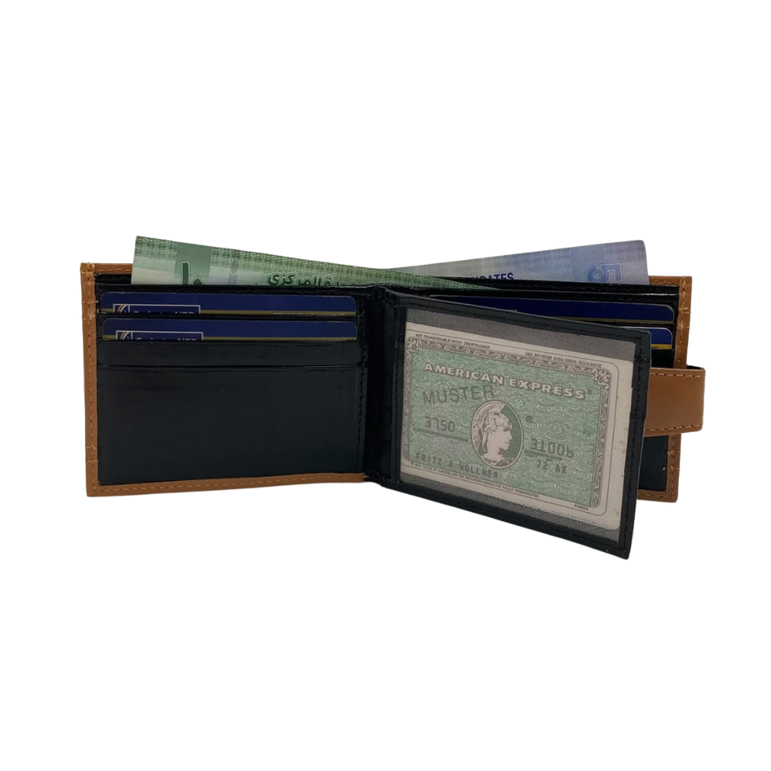 Classic Men's Waterproof Bifold Leather Wallet with Flip ID Window #1728L (D.L.)