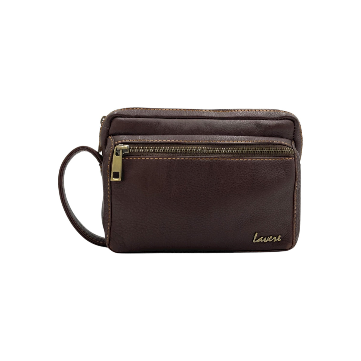 Hand Pouch, Wash Bag, Toiletry, Genuine Leather # 2040HN