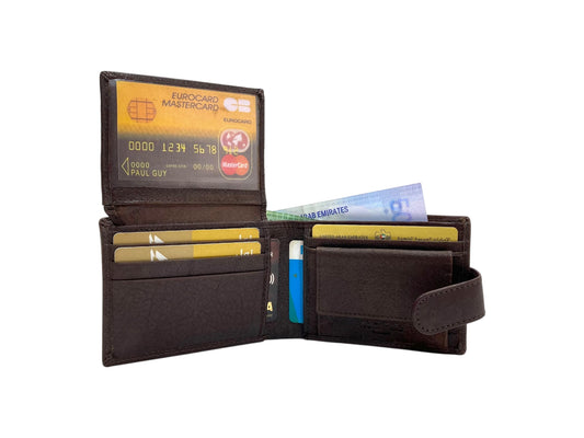 VacaPelle 8-10 Card & Coins Billfold Genuine Leather Wallet # 1347CL