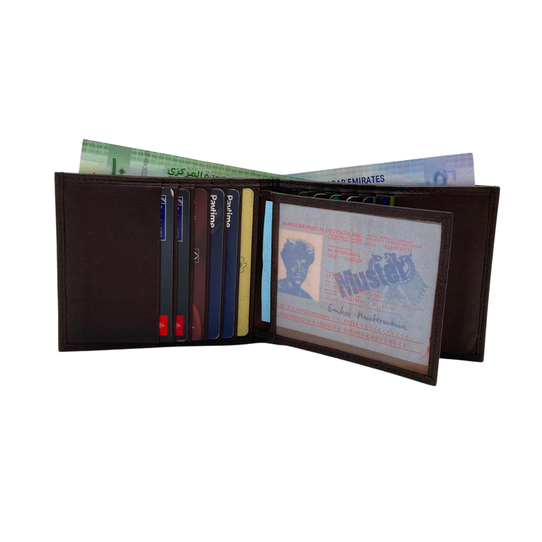 Mens Genuine Leather Mens wallet Leather Lined Bi fold Wallet For Men # 797A
