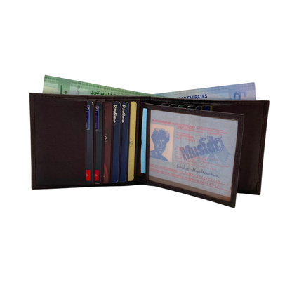 Mens Genuine Leather Mens wallet Leather Lined Bi fold Wallet For Men # 797A