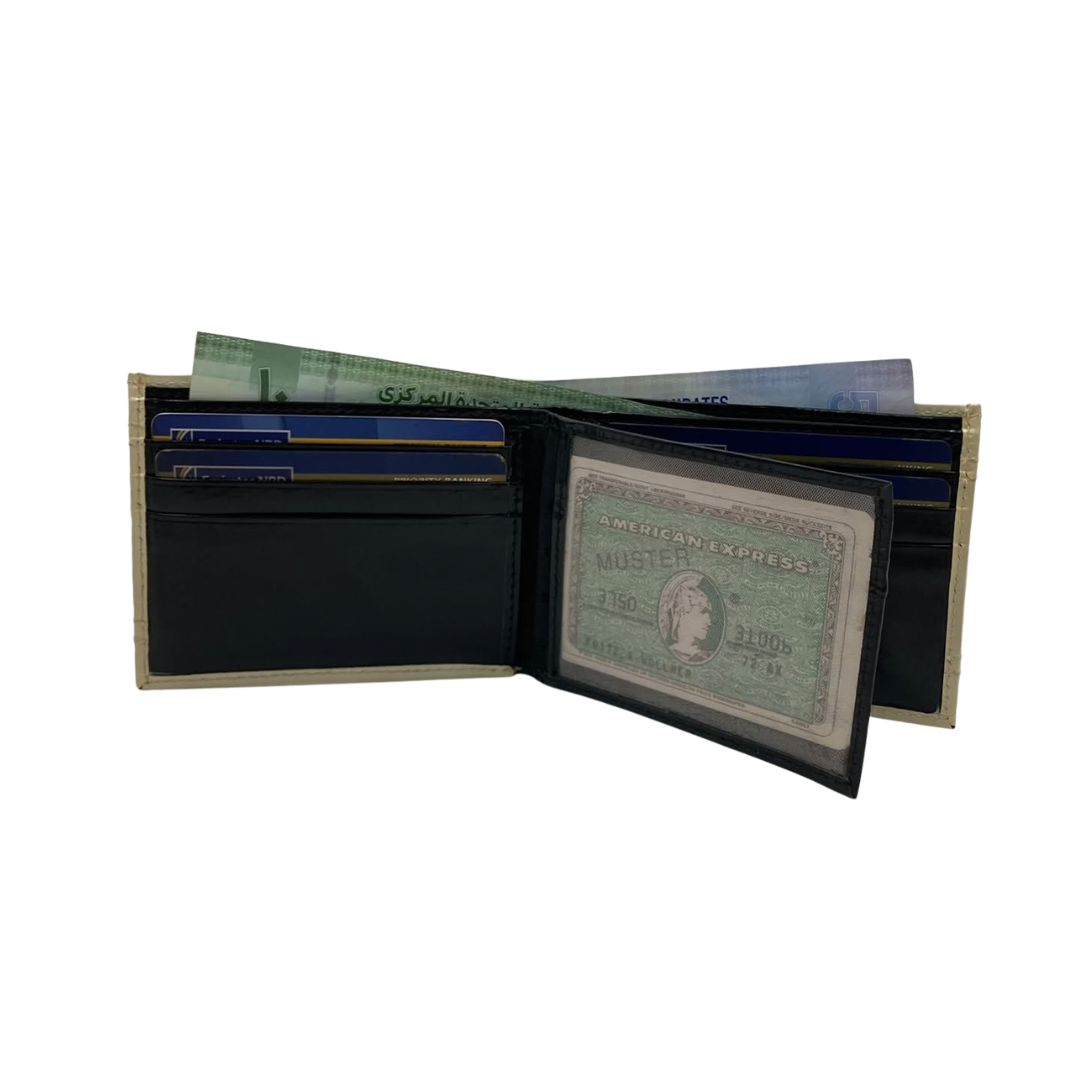 Classic Men's Waterproof Bifold Leather Wallet with Flip ID Window #1728 (D.L.)