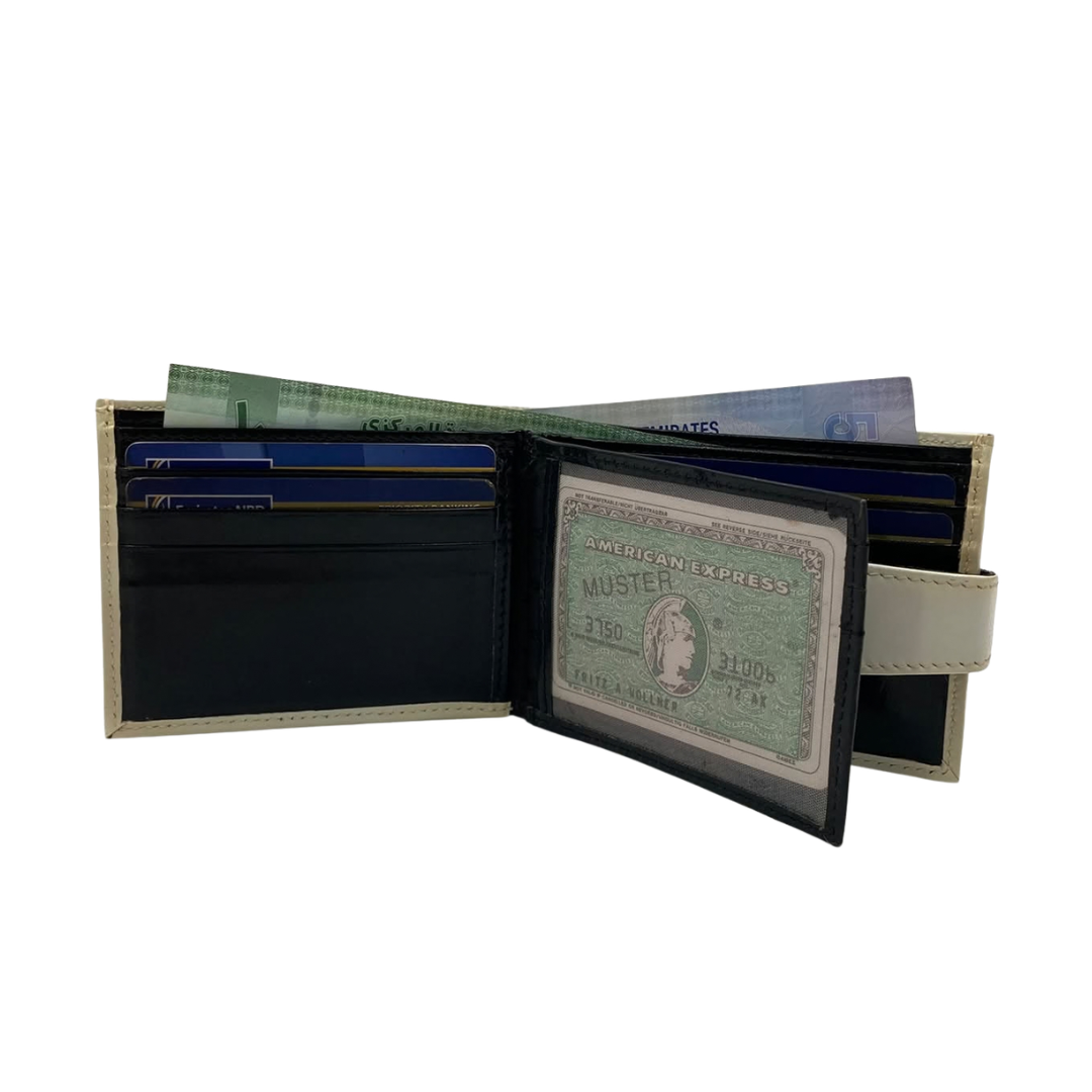 Classic Men's Waterproof Bifold Leather Wallet with Flip ID Window #1728L