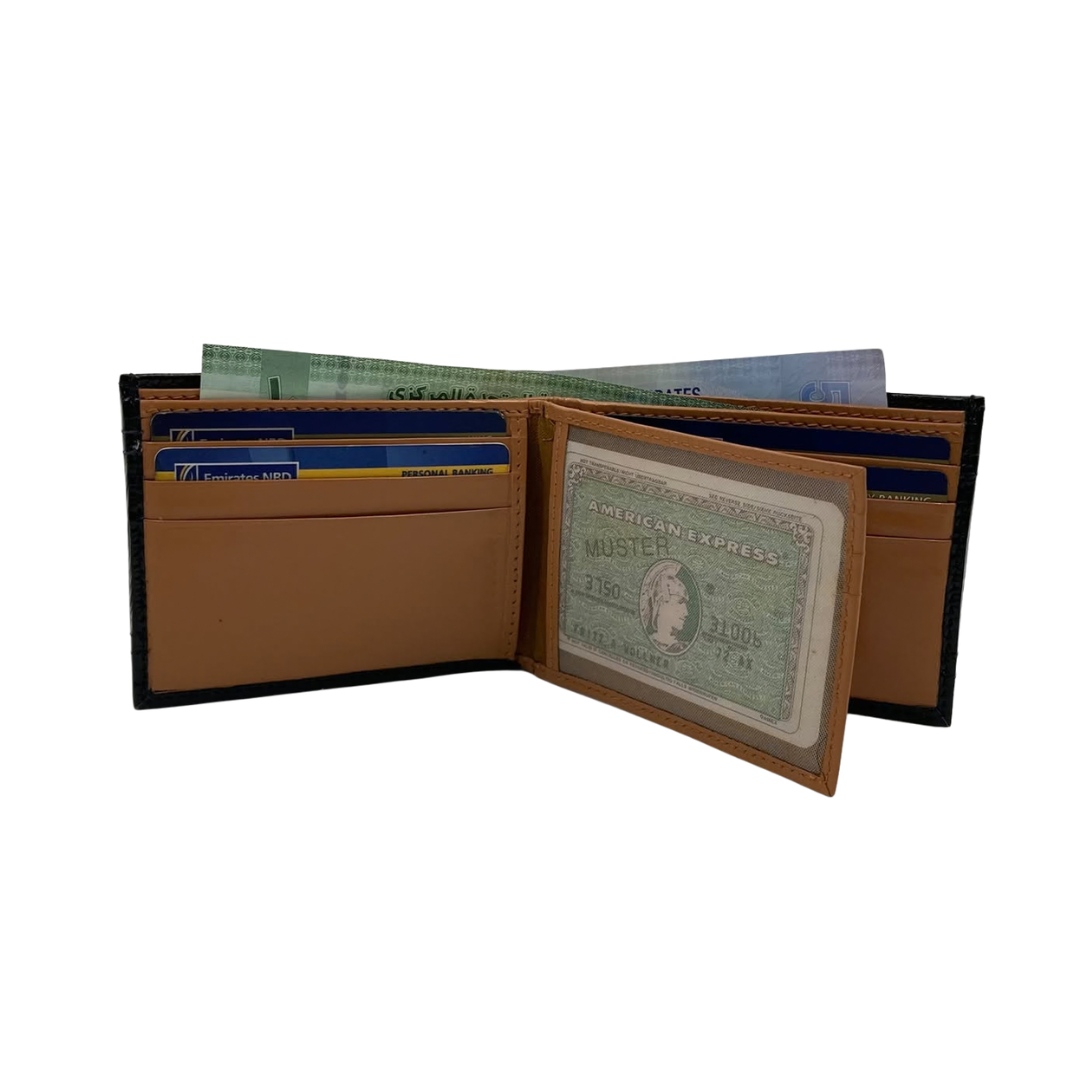 Classic Men's Waterproof Bifold Leather Wallet with Flip ID Window #1728 (D.L.)