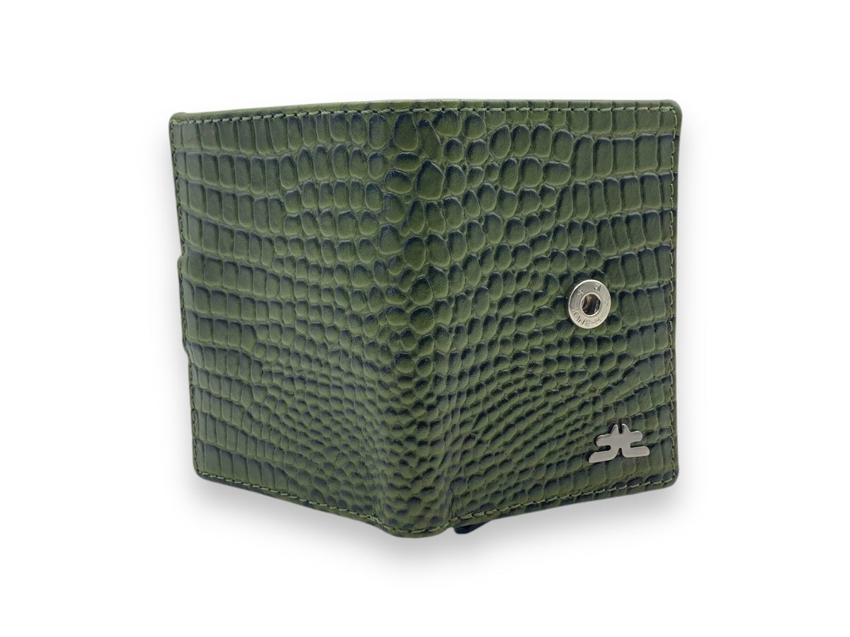 Smart Pop-Up Metallic Card Holder Bi-Fold Wallet in Leather # 4525