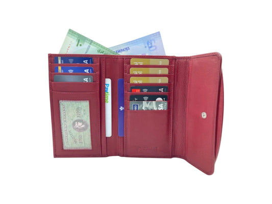 Women's Multi-Color Leather Wallet 11 Cards & Coins Wallet # 818