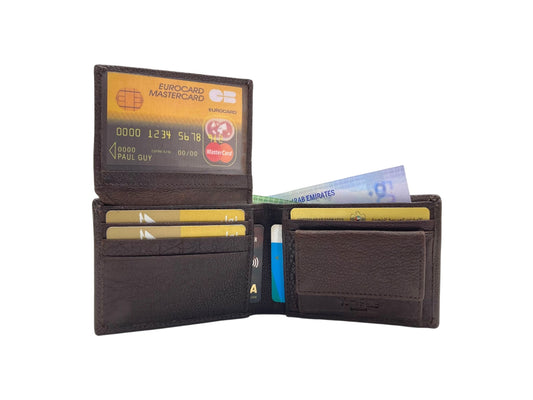 VacaPelle 8-10 Card & Coins Billfold Genuine Leather Wallet # 1347C