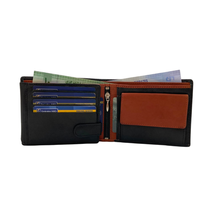 Mens Genuine Leather Mens wallet Leather Lined Bi fold Wallet For Men # 4021C