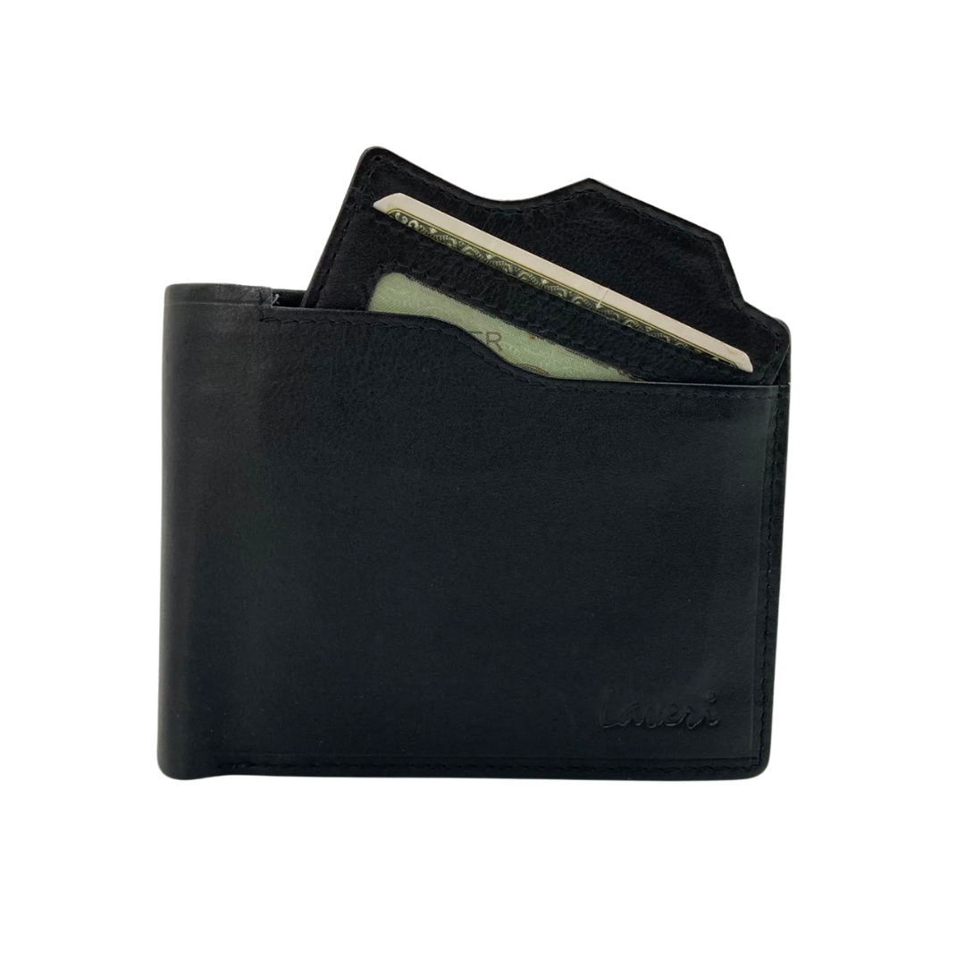 Mens Genuine Leather Mens wallet Leather Lined Bi fold Wallet For Men # 1244N