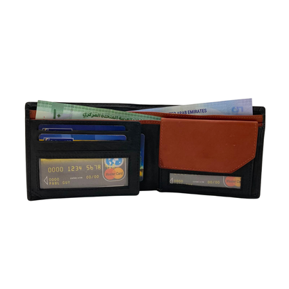 Mens Genuine Leather Mens wallet Leather Lined Bi fold Wallet For Men # 1357