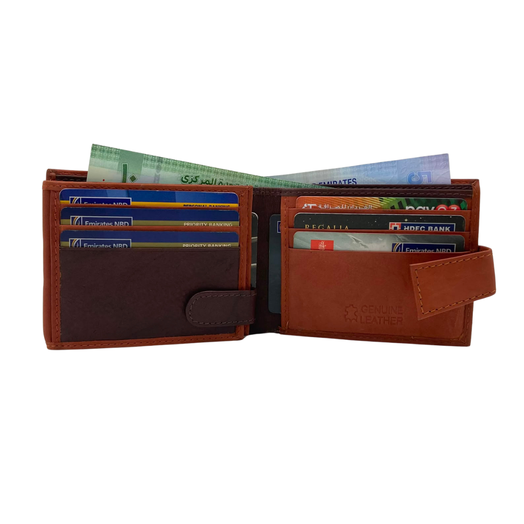 Mens Genuine Leather Mens wallet Leather Lined Bi fold Wallet For Men # 1426L