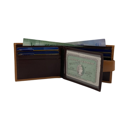 Classic Men's Waterproof Bifold Leather Wallet with Flip ID Window #1728L