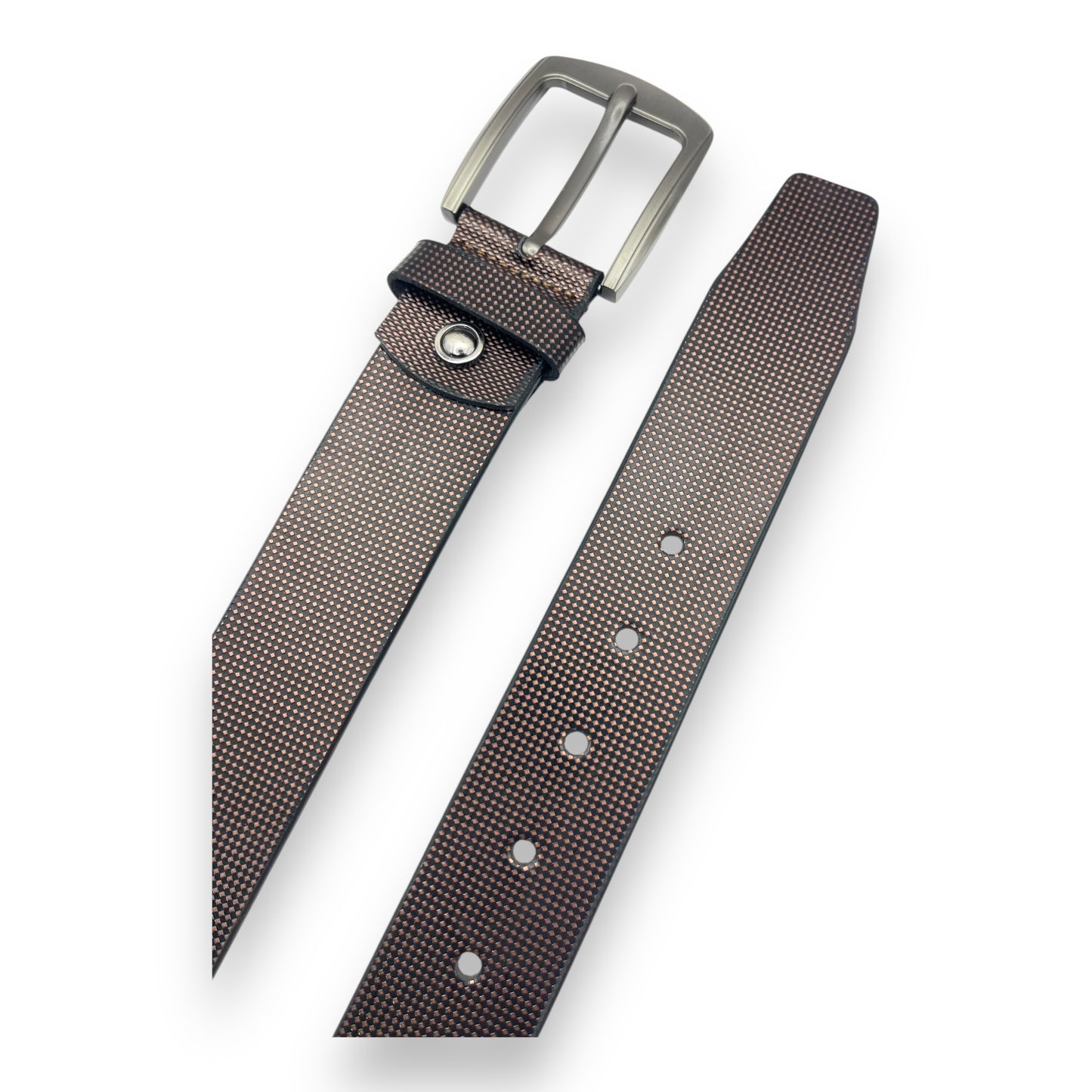 Mens Leather Belt 40mm Golf Metalic