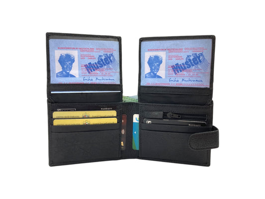 VacaPelle 14-16 Card & Zip-Coins Billfold Genuine Leather Wallet # 1244SL