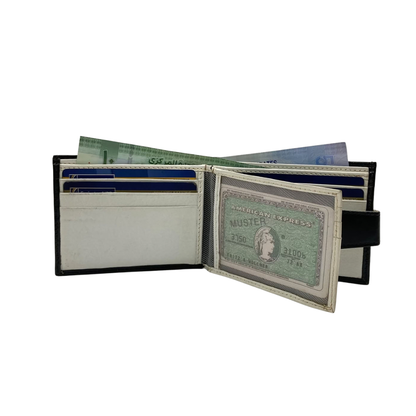 Classic Men's Waterproof Bifold Leather Wallet with Flip ID Window #1728L