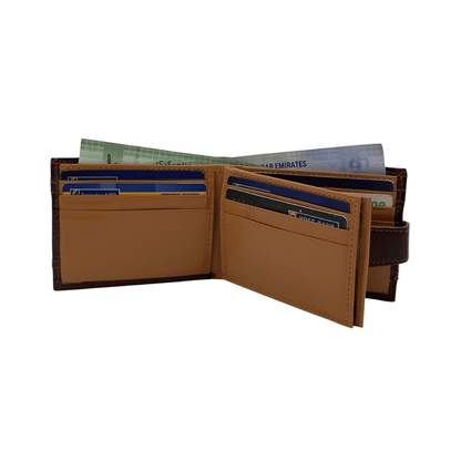 Classic Men's Waterproof Bifold Leather Wallet with Flip ID Window # 892L (D.L.)