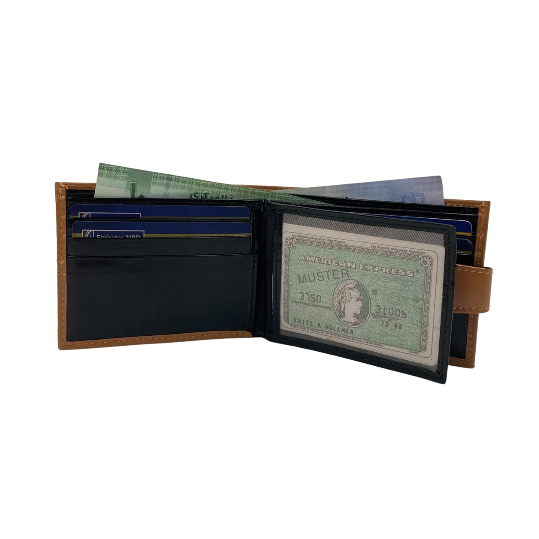 Classic Men's Waterproof Bifold Leather Wallet with Flip ID Window #1728L (C.L.)