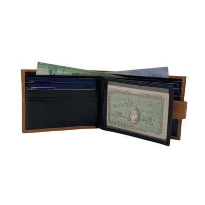 Classic Men's Waterproof Bifold Leather Wallet with Flip ID Window #1728L (C.L.)
