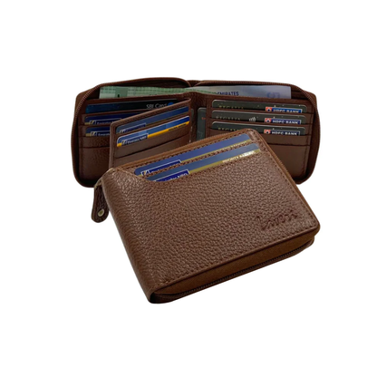Pebble Texture 12 - 14 Card Billfold Full Zip Wallet # 4094NZ.2