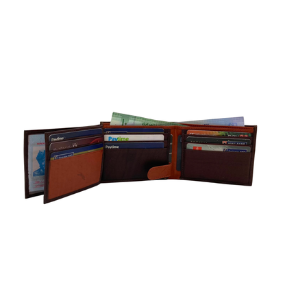 Mens Genuine Leather Mens wallet Leather Lined Bi fold Wallet For Men # 1426