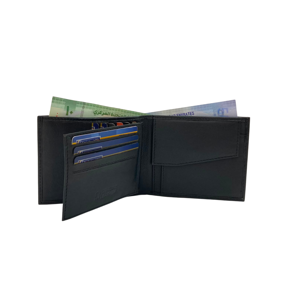 Mens Genuine Leather Mens wallet Leather Lined Bi fold Wallet For Men # 797FC