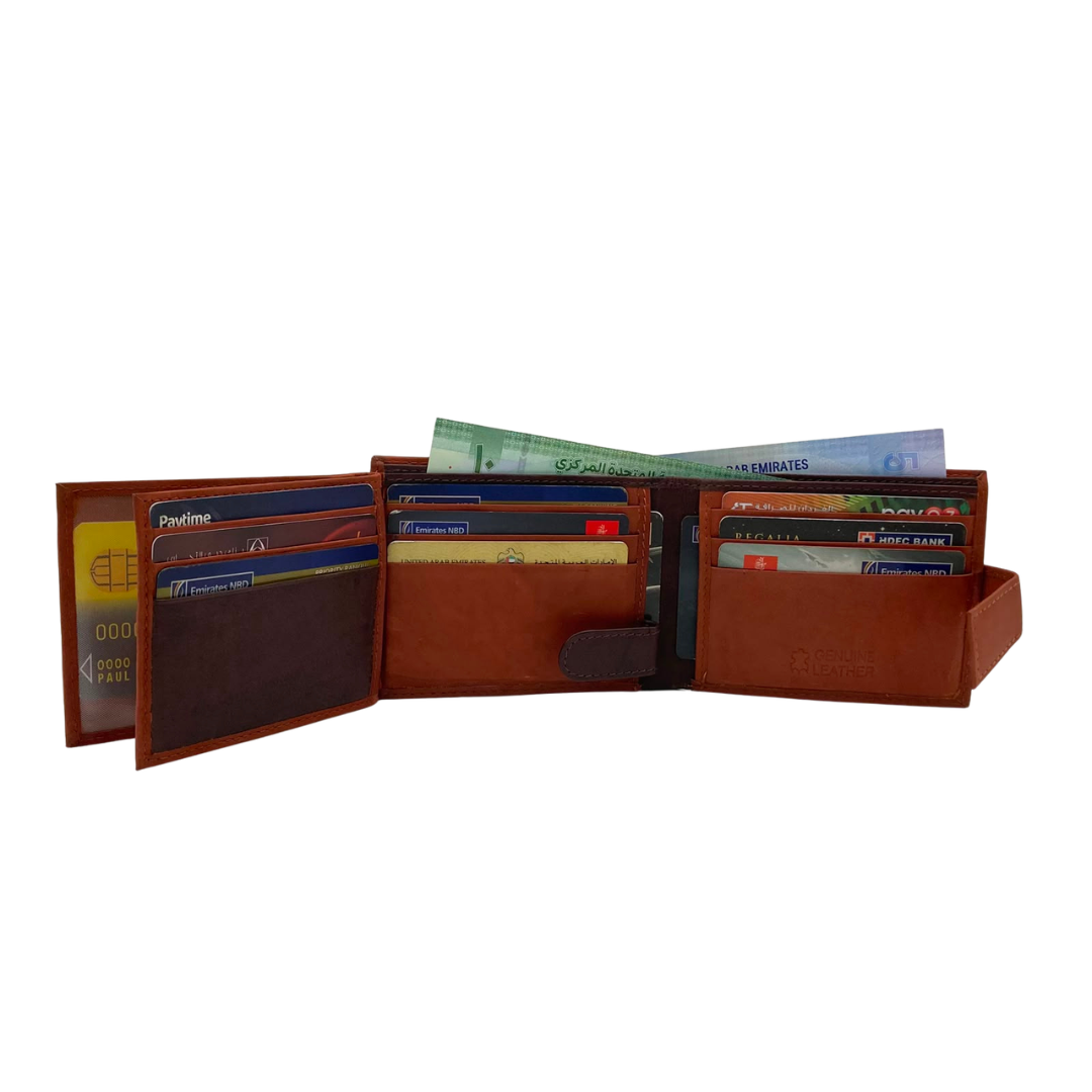 Mens Genuine Leather Mens wallet Leather Lined Bi fold Wallet For Men # 1426L