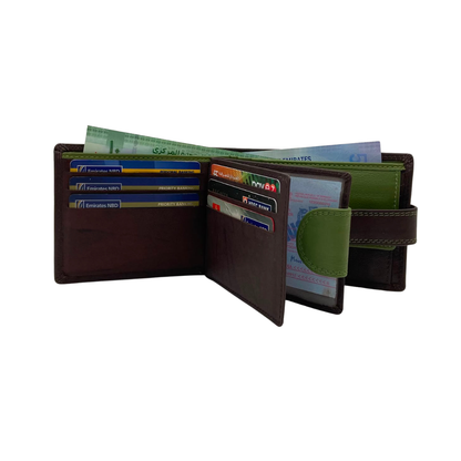 Mens Genuine Leather Mens wallet Leather Lined Bi fold Wallet For Men # 911C
