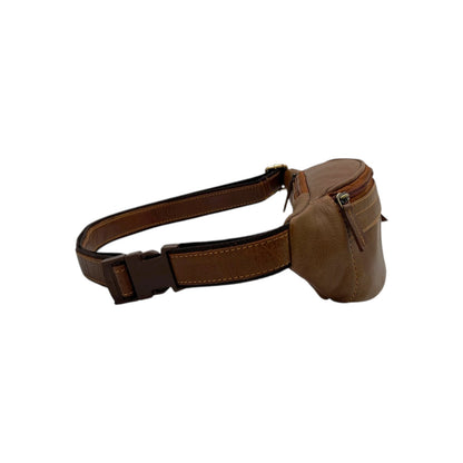 Classic Leather Belt Bag with Three Zippers – Sling Bag for Men & Women ,Belt pouch, Leather Waist Bag  # 2179