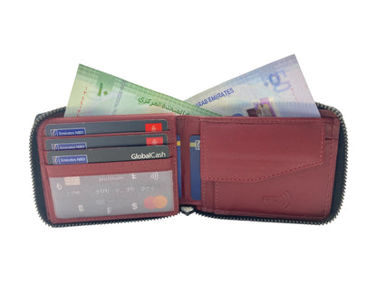 VIP Full Zip RFID Men's Wallet , Multiple Card & Coin Bifold Wallet # 1981CZ