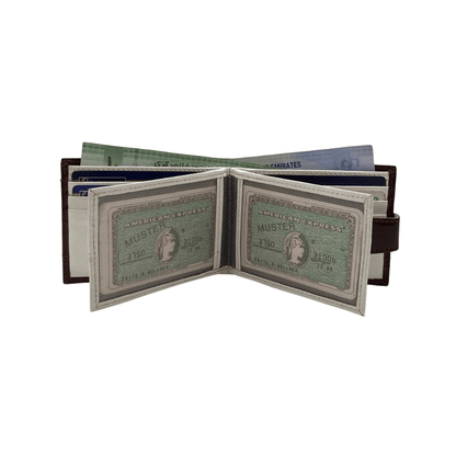 Classic Men's Waterproof Bifold Leather Wallet with Flip ID Window # 892L (D.L.)
