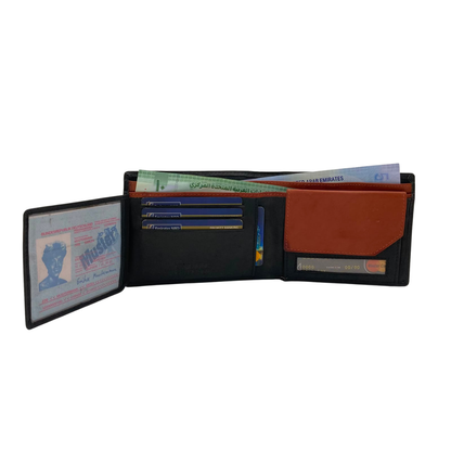 Mens Genuine Leather Mens wallet Leather Lined Bi fold Wallet For Men # 1357