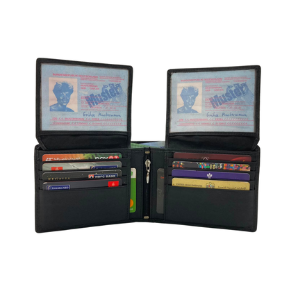 Mens Genuine Leather Mens wallet Leather Lined Bi fold Wallet For Men # 1244N