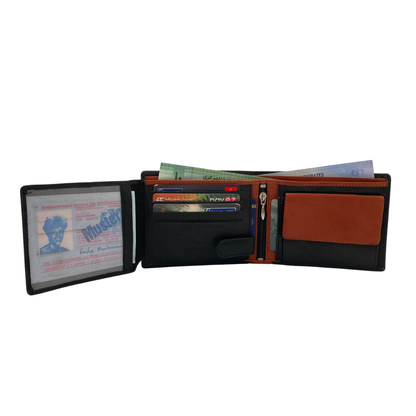 Mens Genuine Leather Mens wallet Leather Lined Bi fold Wallet For Men # 4021C