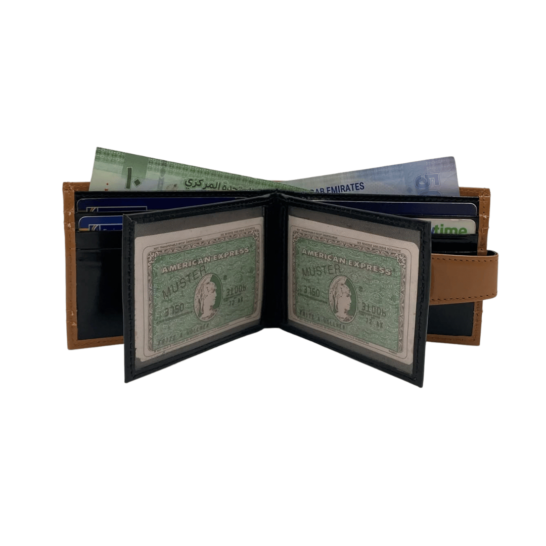 Classic Men's Waterproof Bifold Leather Wallet with Flip ID Window # 892L (D.L.)