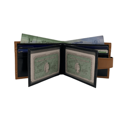 Classic Men's Waterproof Bifold Leather Wallet with Flip ID Window # 892L (D.L.)