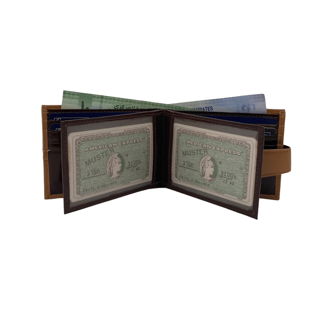 Classic Men's Waterproof Bifold Leather Wallet with Flip ID Window # 892L (C.L.)