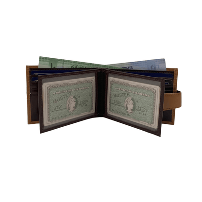 Classic Men's Waterproof Bifold Leather Wallet with Flip ID Window # 892L (C.L.)